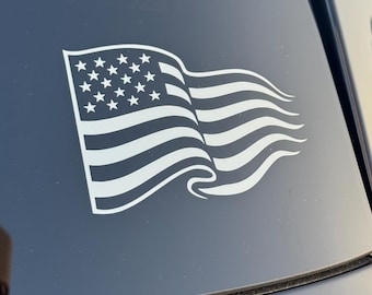 American Flag Car Decal – USA Patriotic Vinyl Sticker for Cars, Trucks, Windows, Coolers & Laptops