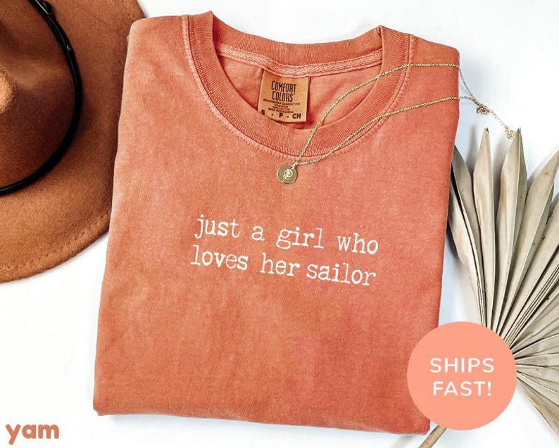 Comfort Colors® Just A Girl Who Loves Her Sailor Shirt, Navy Wife Shirt, Sailor Wife Gift, Navy Girlfriend Shirt, Best Navy Ever Shirt image 7