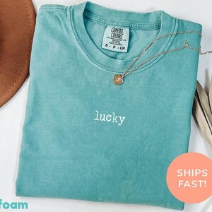 Comfort Colors® Lucky Shirt, Vintage Soft Cotton Tee, Unisex Casual Wear Graphic Tee, Everyday Lucky Charm Outfit, Trendy Streetwear Style image 5
