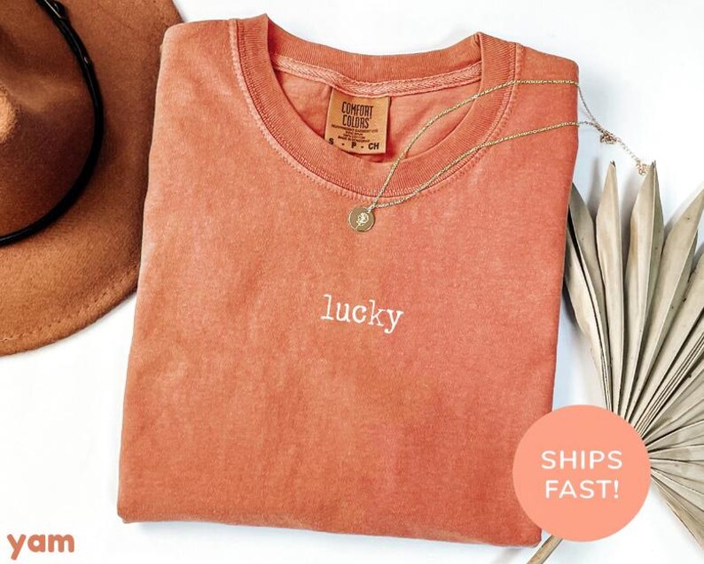 Comfort Colors® Lucky Shirt, Vintage Soft Cotton Tee, Unisex Casual Wear Graphic Tee, Everyday Lucky Charm Outfit, Trendy Streetwear Style image 7