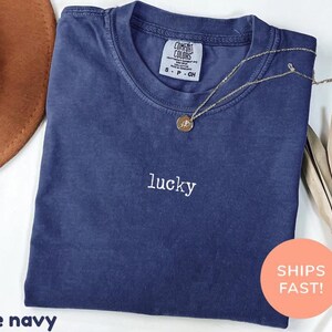 Comfort Colors® Lucky Shirt, Vintage Soft Cotton Tee, Unisex Casual Wear Graphic Tee, Everyday Lucky Charm Outfit, Trendy Streetwear Style image 9