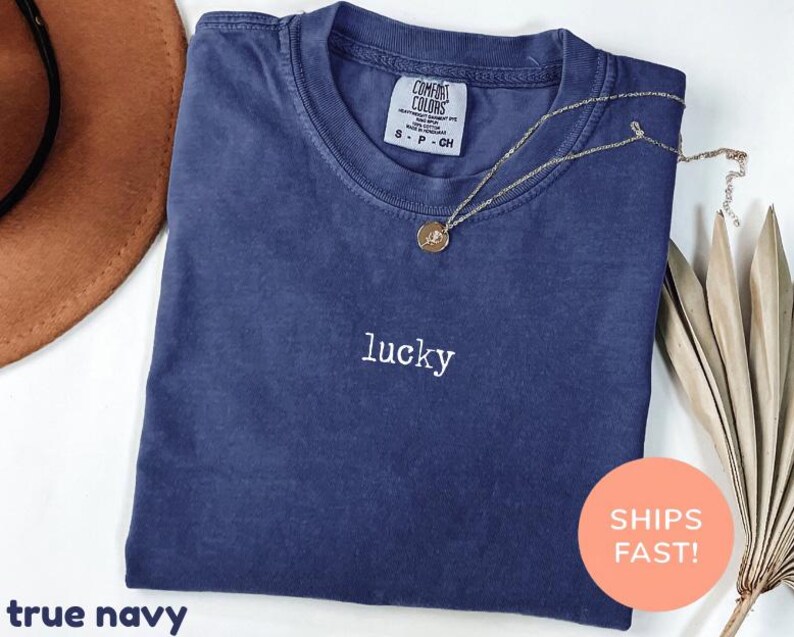 Comfort Colors® Lucky Shirt, Vintage Soft Cotton Tee, Unisex Casual Wear Graphic Tee, Everyday Lucky Charm Outfit, Trendy Streetwear Style image 9