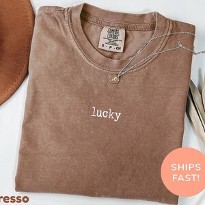 Comfort Colors® Lucky Shirt, Vintage Soft Cotton Tee, Unisex Casual Wear Graphic Tee, Everyday Lucky Charm Outfit, Trendy Streetwear Style image 1