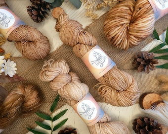 Acorn Harvest Hand Dyed Yarn: Fawny Brown Speckled Wool