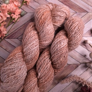 Peach Blossom - Handspun Alpaca Yarn - Aran Yarn, Hand Dyed Yarn, for knitting, crochet, weaving