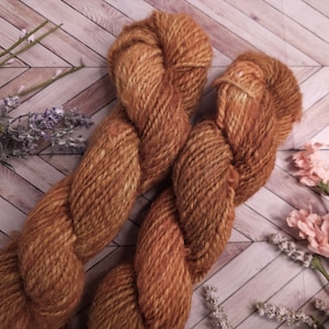 Tangerine - Handspun Alpaca Yarn - Aran Yarn, Hand Dyed Yarn, for knitting, crochet, weaving
