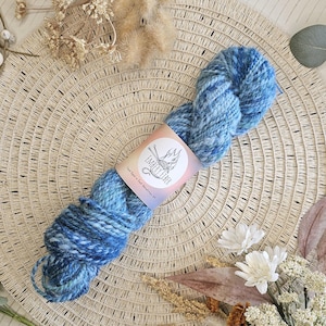 Blue Horizon Handspun Alpaca Yarn: Worsted Weight, Hand Dyed