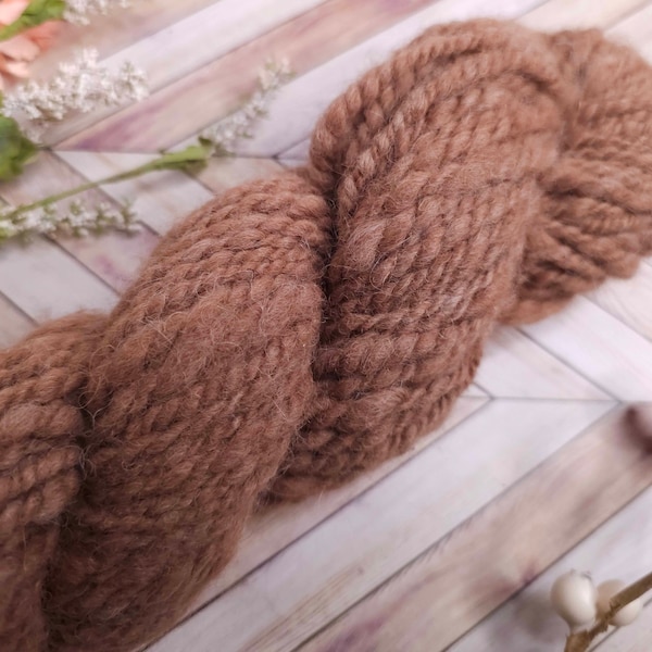 Caramel - Handspun Alpaca Yarn - Bulky Yarn, Natural Yarn, for knitting, crochet, weaving