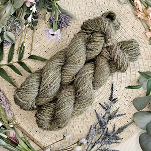 Olive - Handspun Alpaca Yarn - Aran Yarn - Hand Dyed Yarn, for knitting, crochet, weaving