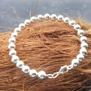 Solid 925 Sterling Silver, Bridesmaid bracelet, Set of Silver Ball Spinner Bracelet, Bauble Silver 8mm Bead Bracelet, Chunky Ball Bangles