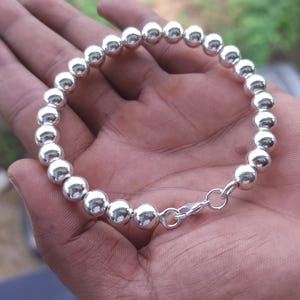 Sterling Silver Spinner Ball Bangle: Chunky Beaded 925 Bracelet