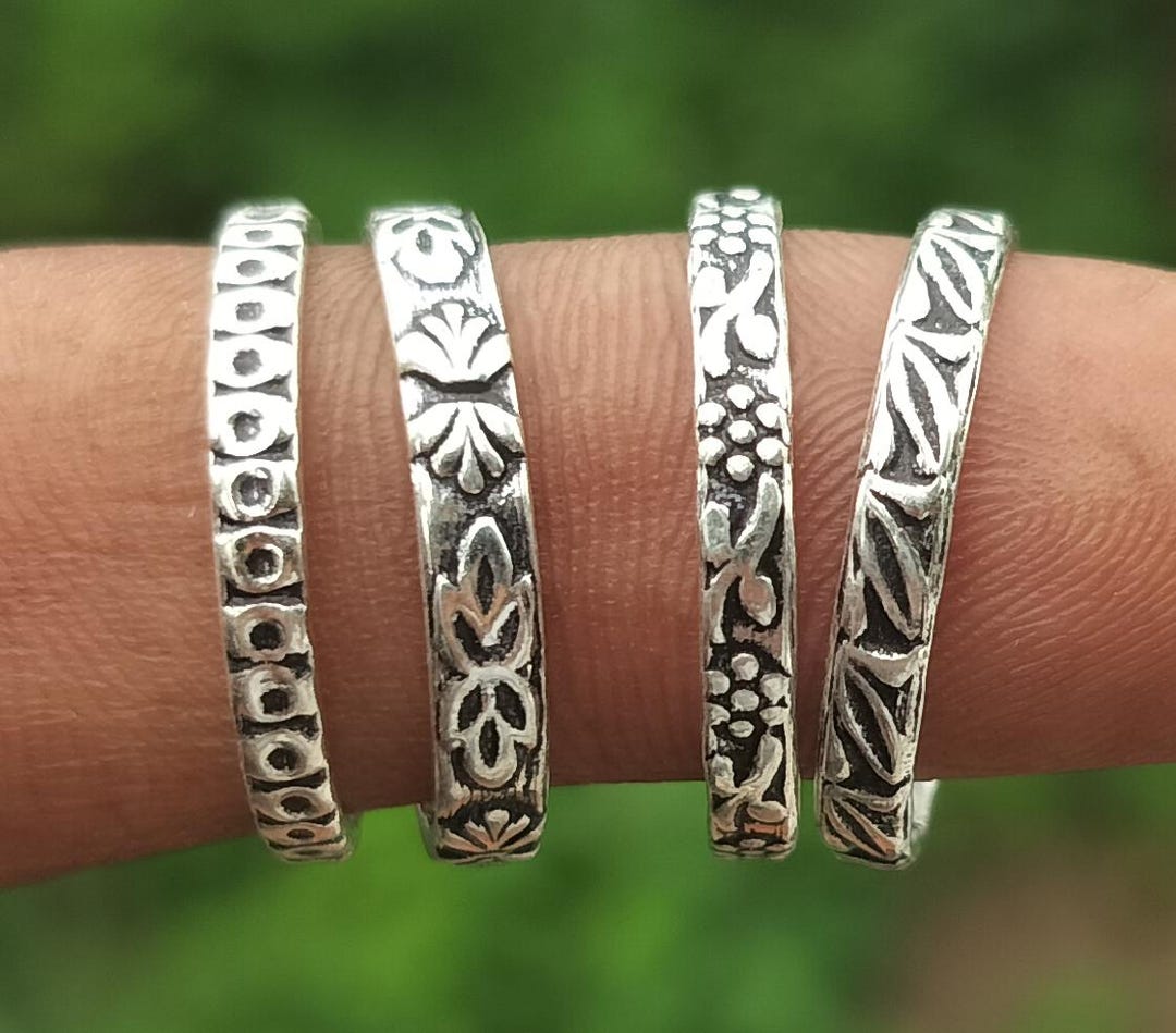 Stackable Rings Silver Stylish Stackable Sterling Silver 4 Rings Set | Stacking Rings | Silver Band ...