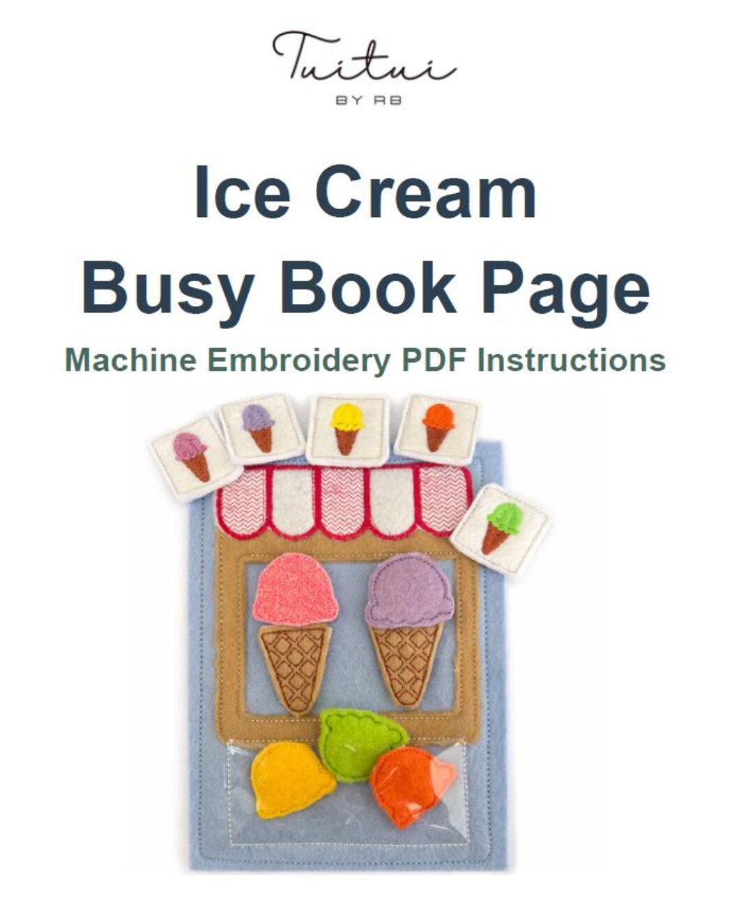Ice Cream Shop Busy Book | Quiet Book Machine Embroidery Pattern (PDF ...