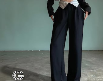 Loose Suit Trousers | Casual High Waist Pants | Comfortable Office Work Outfit