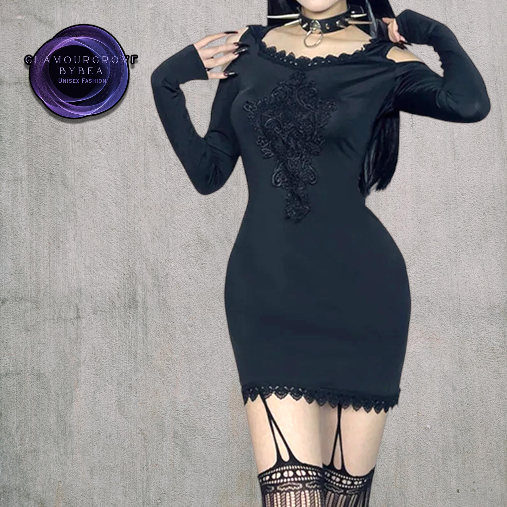 knee length dresses for ladies Macabre Heartdrop Goth Mini Dress with Buckles and Lacing main image 0