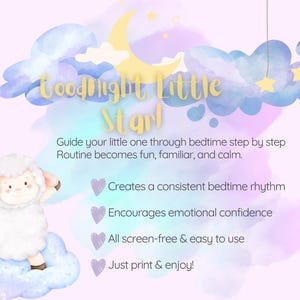 Printable Bedtime Routine Book for Kids – Checklist, Affirmations, Dream Page | Calm Night PDF | Good Night, Little Star
