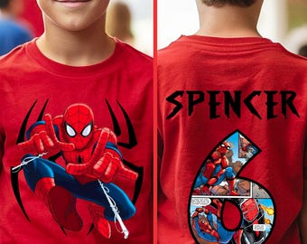 Personalized Spider man Family Birthday Shirt, Family Shirts, Birthday Party Shirt, Toddler T-Shirt, Front and Back