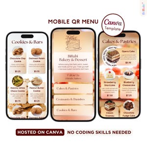 Editable QR Code Menu Website Template | Soft Blush Bakery & Dessert | Minimalist Pastel Café Menu