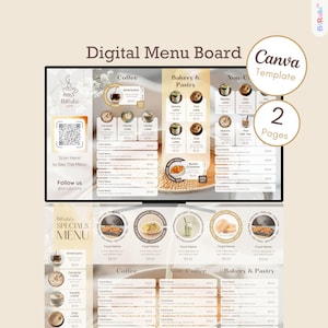 Weißes Glas Digital TV Menü Board für Cafe | Modernes Glassmorphism Menü Design