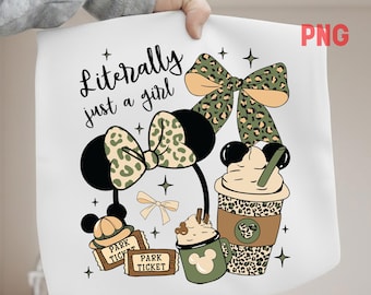 Coquette Bow Literally Just A Girl Animal Kingdom Png, Magic Kingdom Digital download