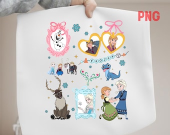 Coquette Bows Watercolor Disny Frozen Png, Elsa and Anna Princess Digital Download