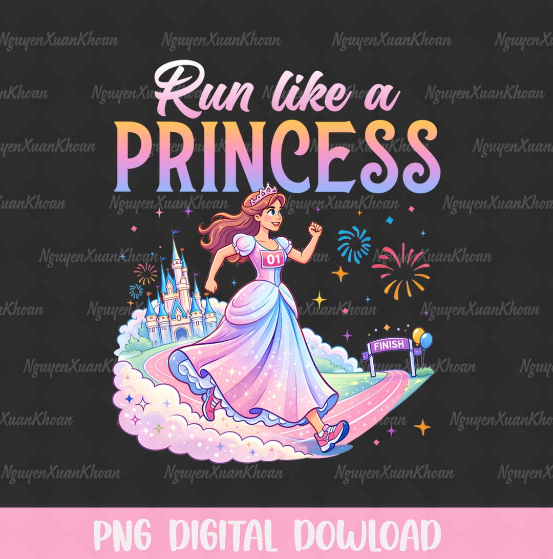 Princess Running Sprite Run Like a Princess Png, Princess Running Marathon Funny Digital ...