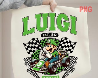 Luigi Race Car PNG, Super Mario Kart Family Design