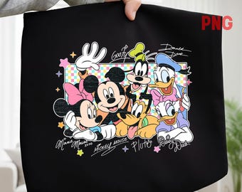 Vintage Mickey und Friends Signaturen Png, magische Disneyfiguren digitaler Download
