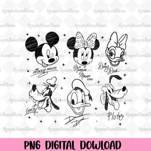 Mickey Mouse and Friends-handtekeningen, png, Disneyland-personages magische digitale download afbeelding 1