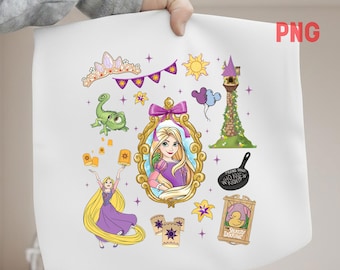 Vintage Disney Tangled Rapunzel Floral Png, Princess Rapunzel Digital download