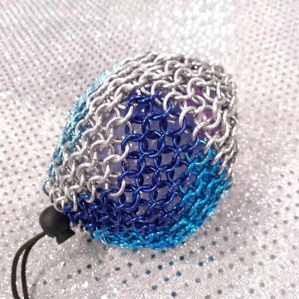 Chainmaille Dice Bag Blue Chevron