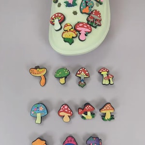 Mushroom Collection Set, Cute PVC Hanging Ornaments for Sandals, Shoe Charms, Croc Charms, Gifts, Gift For Her Him Super Cute