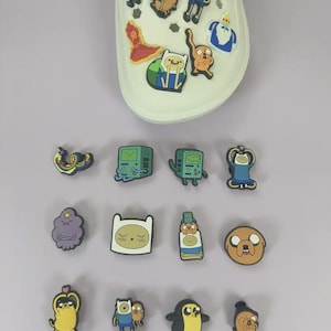 Cartoon Adventure Time Collection Set, Cute PVC Hanging Ornaments for Sandals, Shoe Charms, Croc Charms, Gifts, Gift For Her Him Super Cute