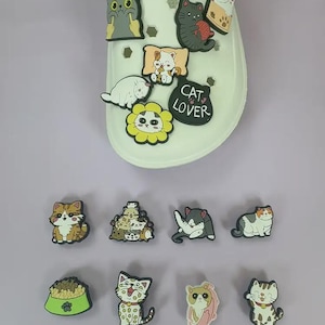 Cute cat Collection Set, Cute PVC Hanging Ornaments for Sandals, Shoe Charms, Croc Charms, Gifts, Gift For Her Him Super Cute
