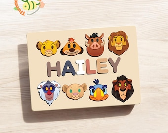Personalized Disney Lion King Name Puzzle, Disney Wooden Name Board, Toddler Learning Toy, Nursery Decor Gift