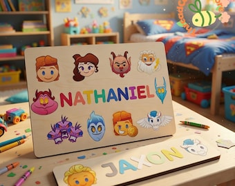 Hercules Wooden Name Puzzle, Personalized Kids Name Puzzle Board, Disney Hercules Character Puzzle, Custom Wooden Name Toy