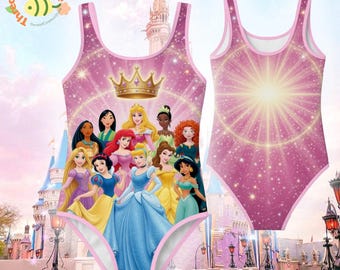 Traje de baño de princesa Disney para niñas, traje de baño de una pieza para niños, traje de baño de princesa, conjunto de playa para niñas pequeñas, conjunto de piscina de verano, regalo