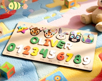 Bambi Inspired Personalized Name Puzzle, Woodland Deer Baby Puzzle, Custom Kids Wooden Toy, Nursery Decor Gift