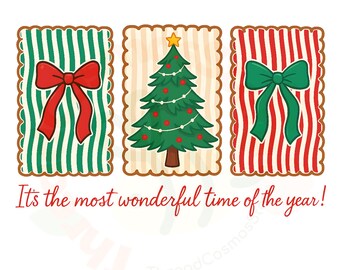 Christmas Cookies PNG, It’s The Most Wonderful Time Of The Year, Gingerbread Tree Bow Clipart, Christmas Sublimation Design Digital Download