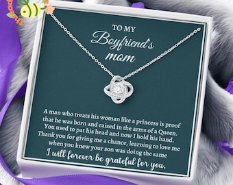 To My Boyfriend’s Mom Necklace – Gift for Boyfriend’s Mother, Future Mother-in-Law Jewelry, Thank You Message Card, Birthday Christmas Gift
