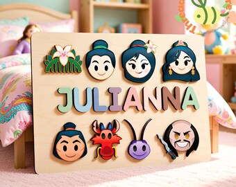 Snow White Name Puzzle, Personalized Princess Wooden Puzzle, Custom Disney Princess Gift, Baby Girl Nursery Decor