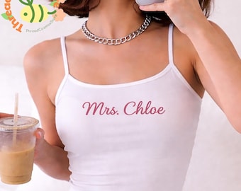 Custom Embroidered Tank Top, Personalized Women's Strap Tank Top, Custom Name Embroidery Crop Top, Cute Summer Outfit Gift for Her