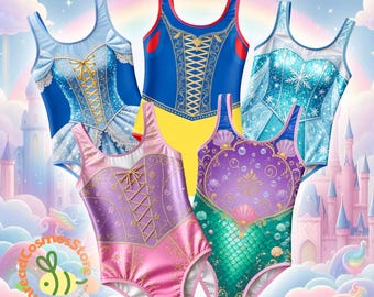 Princess Inspired Swimsuit Kids, Fairytale One Piece Swimwear, Elsa Ariel Rapunzel Style Girls Swimsuit, Fantasy Dress Bathing Suit