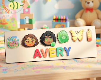 Encanto Inspired Princess Personalized Name Puzzle, Custom Baby Name Puzzle, Wooden Toddler Learning Toy, Girl Nursery Decor Gift