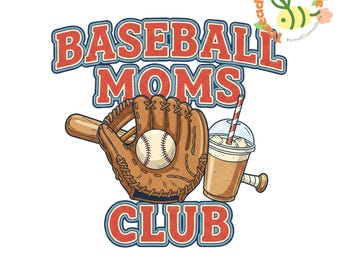 Baseball Moms Club PNG, Retro Sports Mom Shirt Design, Vintage Baseball Mom Sublimation File, Instant Download