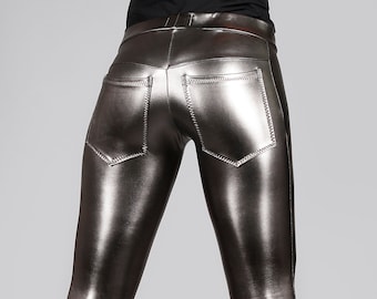 Shiny Black Spandex Leggings With Jeans Back Pockets, by LENA QUIST -   Finland