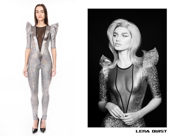 Sexy Futuristic Silver Space Catsuit, Dance Stage Costume, by LENA QUIST -   Canada