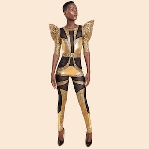 Space Alien Gold Catsuit, Spandex Catsuit, Sci Fi Costume, Sexy Costume, LENA QUIST