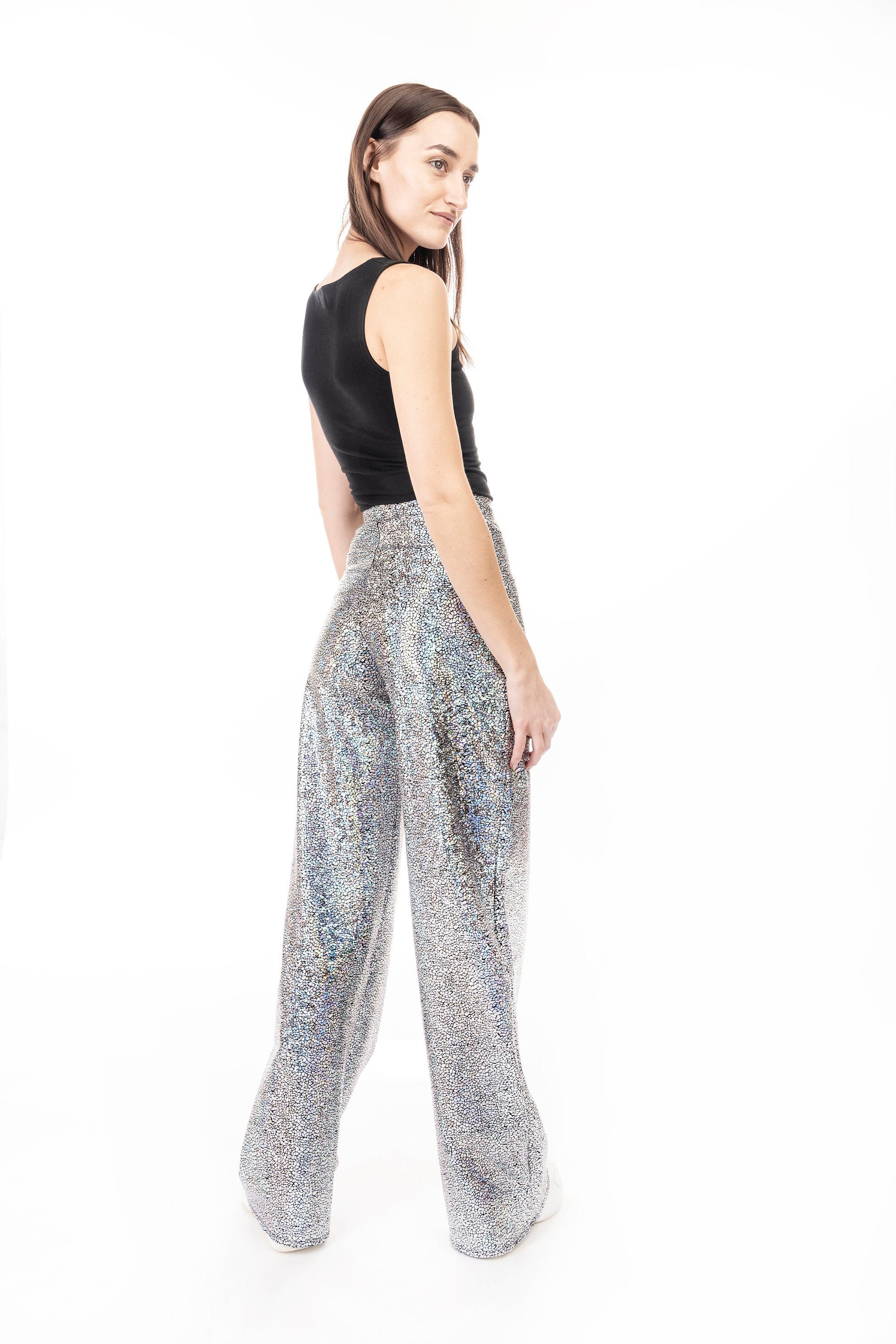Wide Leg Trousers Silver Silver Dance 
