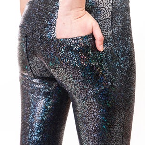 Leggings w. Jeans Back Holographic Black, Holographic Clothing, Holographic Leggings, LENA QUIST image 4